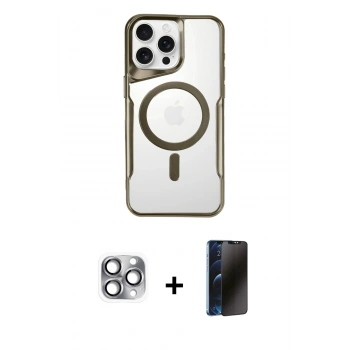 MARSİLYAN™- iPhone 16 Pro Max Kılıf Yadigar Klasik Özel Seri - Siyah 3D Antistatik Hayalet Cam Ekran Koruyucu + Pers Alüminyum Kamera Lens - GI