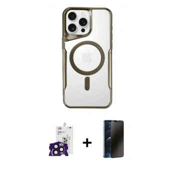 MARSİLYAN™- iPhone 16 Pro Max Kılıf Yadigar Klasik Özel Seri - Siyah 3D Antistatik Hayalet Cam Ekran Koruyucu + Bilvis Titan Kamera Lens - SH