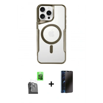 MARSİLYAN™- iPhone 16 Pro Max Kılıf Yadigar Klasik Özel Seri - Siyah 3D Antistatik Hayalet Cam Ekran Koruyucu + Raze Metal Kamera Lens - SH
