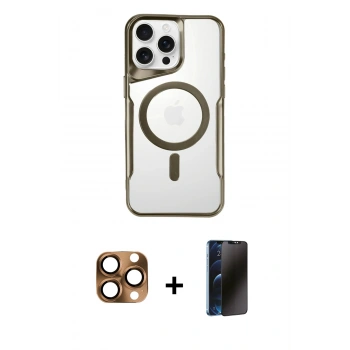 MARSİLYAN™- iPhone 16 Pro Max Kılıf Yadigar Klasik Özel Seri - Siyah 3D Antistatik Hayalet Cam Ekran Koruyucu + Pers Alüminyum Kamera Lens - CLTM