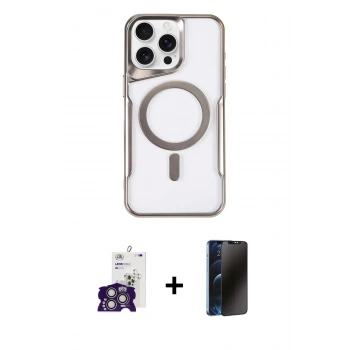 MARSİLYAN™- iPhone 16 Pro Max Kılıf Yadigar Klasik Özel Seri - Siyah 3D Antistatik Hayalet Cam Ekran Koruyucu + Bilvis Titan Kamera Lens - GS