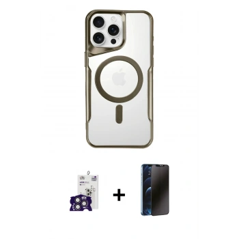 MARSİLYAN™- iPhone 16 Pro Max Kılıf Yadigar Klasik Özel Seri - Siyah 3D Antistatik Hayalet Cam Ekran Koruyucu + Bilvis Titan Kamera Lens - TMGI