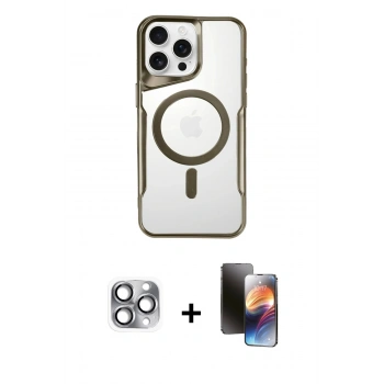 MARSİLYAN™- iPhone 16 Pro Max Kılıf Yadigar Klasik Özel Seri - Siyah 3D Antistatik Mat Seramik Nano Ekran Koruyucu + Pers Alüminyum Kamera Lens - GI