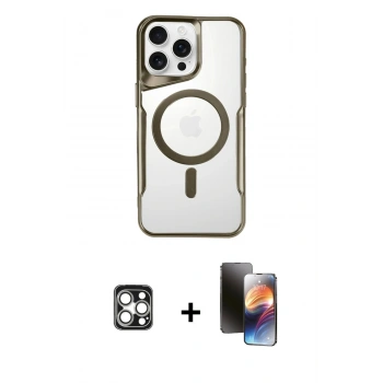 MARSİLYAN™- iPhone 16 Pro Max Kılıf Yadigar Klasik Özel Seri - Siyah 3D Antistatik Mat Seramik Nano Ekran Koruyucu + PVD Metal Kamera Lens - GS