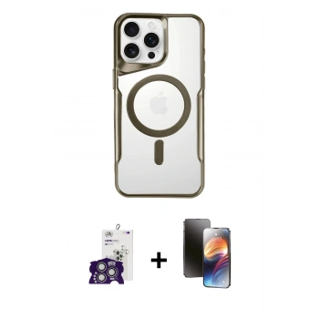 MARSİLYAN™- iPhone 16 Pro Max Kılıf Yadigar Klasik Özel Seri - Siyah 3D Antistatik Mat Seramik Nano Ekran Koruyucu + Bilvis Titan Kamera Lens - GS