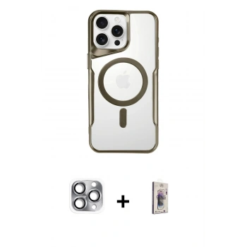MARSİLYAN™- iPhone 16 Pro Max Kılıf Yadigar Klasik Özel Seri - Siyah Bilvis 3D Cam Ekran Koruyucu + Pers Alüminyum Kamera Lens - GI