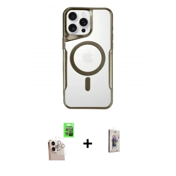 MARSİLYAN™- iPhone 16 Pro Max Kılıf Yadigar Klasik Özel Seri - Siyah Bilvis 3D Cam Ekran Koruyucu + Raze Metal Kamera Lens - NLGY