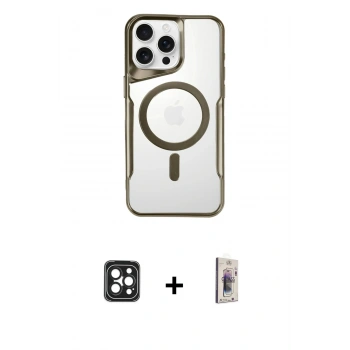MARSİLYAN™- iPhone 16 Pro Max Kılıf Yadigar Klasik Özel Seri - Siyah Bilvis 3D Cam Ekran Koruyucu + PVD Metal Kamera Lens - SH