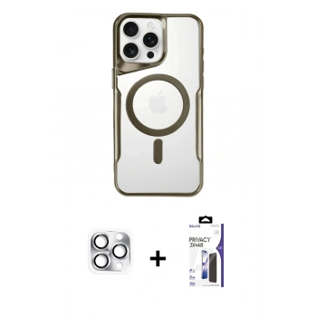 MARSİLYAN™- iPhone 16 Pro Max Kılıf Yadigar Klasik Özel Seri - Siyah Bilvis 3X AR Hayalet Cam Ekran Koruyucu + Pers Alüminyum Kamera Lens - GS