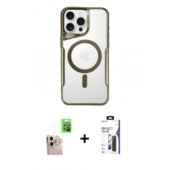 MARSİLYAN™- iPhone 16 Pro Max Kılıf Yadigar Klasik Özel Seri - Siyah Bilvis 3X AR Hayalet Cam Ekran Koruyucu + Raze Metal Kamera Lens - NLGY