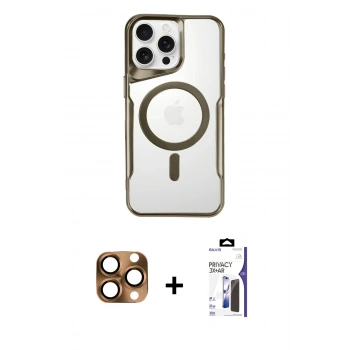 MARSİLYAN™- iPhone 16 Pro Max Kılıf Yadigar Klasik Özel Seri - Siyah Bilvis 3X AR Hayalet Cam Ekran Koruyucu + Pers Alüminyum Kamera Lens - CLTM