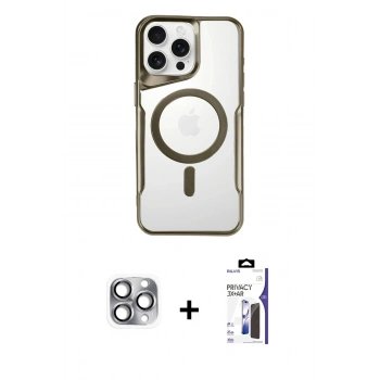 MARSİLYAN™- iPhone 16 Pro Max Kılıf Yadigar Klasik Özel Seri - Siyah Bilvis 3X AR Hayalet Cam Ekran Koruyucu + Pers Alüminyum Kamera Lens - GI
