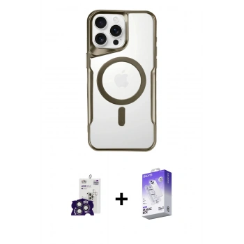 MARSİLYAN™- iPhone 16 Pro Max Kılıf Yadigar Klasik Özel Seri - Siyah Bilvis 5in1 3D Magic Cam Ekran Koruyucu + Bilvis Titan Kamera Lens - TMGI