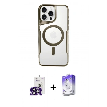MARSİLYAN™- iPhone 16 Pro Max Kılıf Yadigar Klasik Özel Seri - Siyah Bilvis 5in1 3D Magic Cam Ekran Koruyucu + Bilvis Titan Kamera Lens - SH