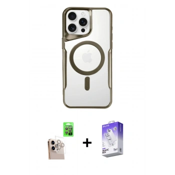MARSİLYAN™- iPhone 16 Pro Max Kılıf Yadigar Klasik Özel Seri - Siyah Bilvis 5in1 3D Magic Cam Ekran Koruyucu + Raze Metal Kamera Lens - NLGY