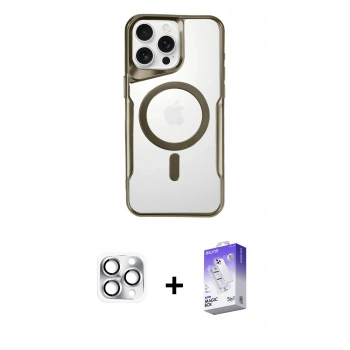 MARSİLYAN™- iPhone 16 Pro Max Kılıf Yadigar Klasik Özel Seri - Siyah Bilvis 5in1 3D Magic Cam Ekran Koruyucu + Pers Alüminyum Kamera Lens - GS