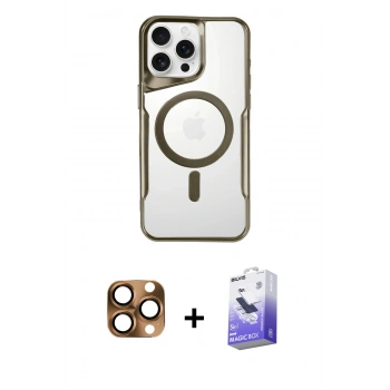 MARSİLYAN™- iPhone 16 Pro Max Kılıf Yadigar Klasik Özel Seri - Siyah Bilvis 5in1 5D Magic Hayalet Cam Ekran Koruyucu + Pers Alüminyum Kamera Lens - CLTM