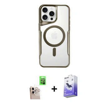 MARSİLYAN™- iPhone 16 Pro Max Kılıf Yadigar Klasik Özel Seri - Siyah Bilvis 5in1 5D Magic Hayalet Cam Ekran Koruyucu + Raze Metal Kamera Lens - NLGY