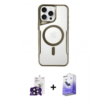 MARSİLYAN™- iPhone 16 Pro Max Kılıf Yadigar Klasik Özel Seri - Siyah Bilvis 5in1 5D Magic Hayalet Cam Ekran Koruyucu + Bilvis Titan Kamera Lens - SH