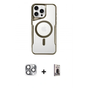 MARSİLYAN™- iPhone 16 Pro Max Kılıf Yadigar Klasik Özel Seri - Siyah Bilvis Hayalet Cam Ekran Koruyucu + Pers Alüminyum Kamera Lens - GI