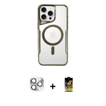 MARSİLYAN™- iPhone 16 Pro Max Kılıf Yadigar Klasik Özel Seri - Siyah Buffer Cam Ekran Koruyucu + Pers Alüminyum Kamera Lens - GS