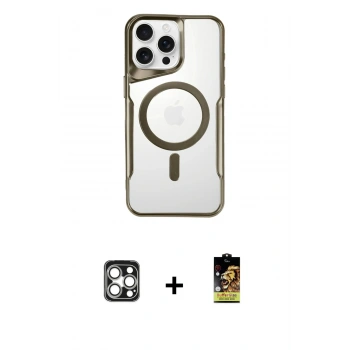 MARSİLYAN™- iPhone 16 Pro Max Kılıf Yadigar Klasik Özel Seri - Siyah Buffer Cam Ekran Koruyucu + PVD Metal Kamera Lens - GS