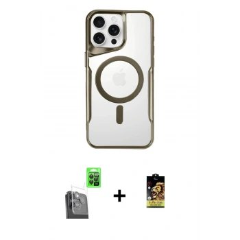 MARSİLYAN™- iPhone 16 Pro Max Kılıf Yadigar Klasik Özel Seri - Siyah Buffer Cam Ekran Koruyucu + Raze Metal Kamera Lens - SH