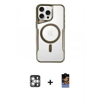 MARSİLYAN™- iPhone 16 Pro Max Kılıf Yadigar Klasik Özel Seri - Siyah Buffer Hayalet Cam Ekran Koruyucu + PVD Metal Kamera Lens - GS