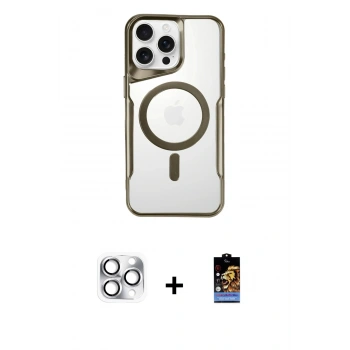 MARSİLYAN™- iPhone 16 Pro Max Kılıf Yadigar Klasik Özel Seri - Siyah Buffer Hayalet Cam Ekran Koruyucu + Pers Alüminyum Kamera Lens - GS