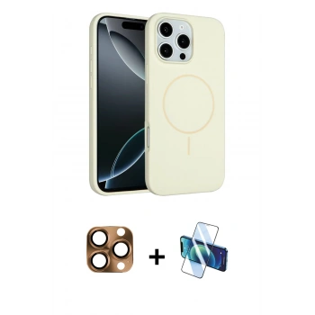 MARSİLYAN™- iPhone 16 Pro Max Kılıf Yankı Form Serisi - Siyah 3D Antistatik Cam Ekran Koruyucu + Pers Alüminyum Kamera Lens - CLTM