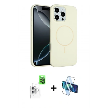 MARSİLYAN™- iPhone 16 Pro Max Kılıf Yankı Form Serisi - Siyah 3D Antistatik Cam Ekran Koruyucu + Raze Metal Kamera Lens - BZ