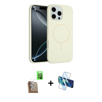 MARSİLYAN™- iPhone 16 Pro Max Kılıf Yankı Form Serisi - Siyah 3D Antistatik Cam Ekran Koruyucu + Raze Metal Kamera Lens - CLTM