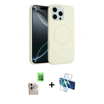 MARSİLYAN™- iPhone 16 Pro Max Kılıf Yankı Form Serisi - Siyah 3D Antistatik Cam Ekran Koruyucu + Raze Metal Kamera Lens - NLGY