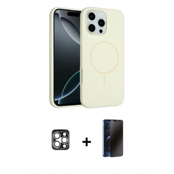 MARSİLYAN™- iPhone 16 Pro Max Kılıf Yankı Form Serisi - Siyah 3D Antistatik Hayalet Cam Ekran Koruyucu + PVD Metal Kamera Lens - GS