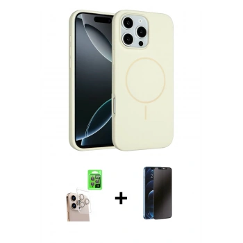 MARSİLYAN™- iPhone 16 Pro Max Kılıf Yankı Form Serisi - Siyah 3D Antistatik Hayalet Cam Ekran Koruyucu + Raze Metal Kamera Lens - NLGY