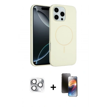 MARSİLYAN™- iPhone 16 Pro Max Kılıf Yankı Form Serisi - Siyah 3D Antistatik Mat Seramik Nano Ekran Koruyucu + Pers Alüminyum Kamera Lens - GS