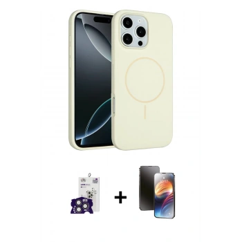 MARSİLYAN™- iPhone 16 Pro Max Kılıf Yankı Form Serisi - Siyah 3D Antistatik Mat Seramik Nano Ekran Koruyucu + Bilvis Titan Kamera Lens - TMGI