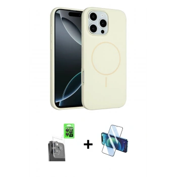 MARSİLYAN™- iPhone 16 Pro Max Kılıf Yankı Form Serisi - Siyah 3D Antistatik Seramik Nano Ekran Koruyucu + Raze Metal Kamera Lens - SH
