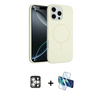 MARSİLYAN™- iPhone 16 Pro Max Kılıf Yankı Form Serisi - Siyah 3D Antistatik Seramik Nano Ekran Koruyucu + PVD Metal Kamera Lens - GS