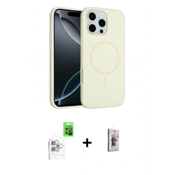 MARSİLYAN™- iPhone 16 Pro Max Kılıf Yankı Form Serisi - Siyah Bilvis 3D Cam Ekran Koruyucu + Raze Metal Kamera Lens - BZ
