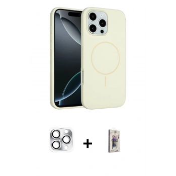 MARSİLYAN™- iPhone 16 Pro Max Kılıf Yankı Form Serisi - Siyah Bilvis 3D Cam Ekran Koruyucu + Pers Alüminyum Kamera Lens - GS