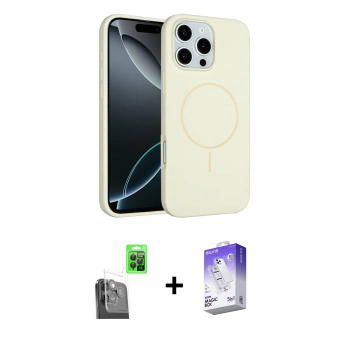 MARSİLYAN™- iPhone 16 Pro Max Kılıf Yankı Form Serisi - Siyah Bilvis 5in1 3D Magic Cam Ekran Koruyucu + Raze Metal Kamera Lens - SH