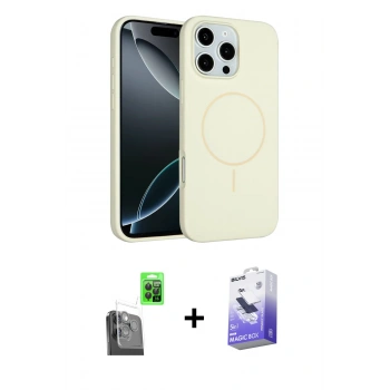 MARSİLYAN™- iPhone 16 Pro Max Kılıf Yankı Form Serisi - Siyah Bilvis 5in1 5D Magic Hayalet Cam Ekran Koruyucu + Raze Metal Kamera Lens - SH