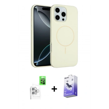 MARSİLYAN™- iPhone 16 Pro Max Kılıf Yankı Form Serisi - Siyah Bilvis 5in1 5D Magic Hayalet Cam Ekran Koruyucu + Raze Metal Kamera Lens - BZ