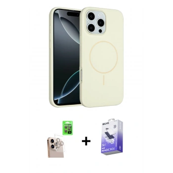 MARSİLYAN™- iPhone 16 Pro Max Kılıf Yankı Form Serisi - Siyah Bilvis 5in1 5D Magic Hayalet Cam Ekran Koruyucu + Raze Metal Kamera Lens - NLGY