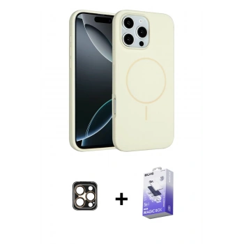 MARSİLYAN™- iPhone 16 Pro Max Kılıf Yankı Form Serisi - Siyah Bilvis 5in1 5D Magic Hayalet Cam Ekran Koruyucu + PVD Metal Kamera Lens - GD