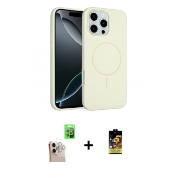 MARSİLYAN™- iPhone 16 Pro Max Kılıf Yankı Form Serisi - Siyah Buffer Cam Ekran Koruyucu + Raze Metal Kamera Lens - NLGY