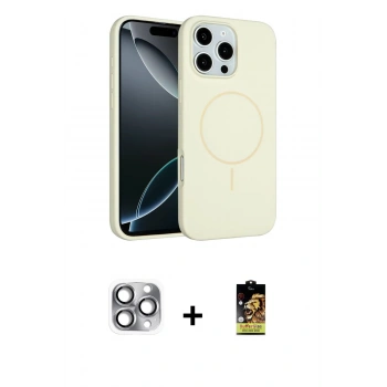 MARSİLYAN™- iPhone 16 Pro Max Kılıf Yankı Form Serisi - Siyah Buffer Cam Ekran Koruyucu + Pers Alüminyum Kamera Lens - GI
