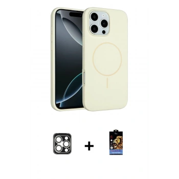 MARSİLYAN™- iPhone 16 Pro Max Kılıf Yankı Form Serisi - Siyah Buffer Hayalet Cam Ekran Koruyucu + PVD Metal Kamera Lens - GS