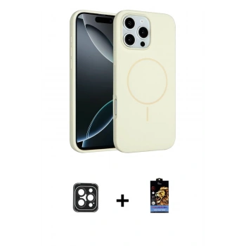 MARSİLYAN™- iPhone 16 Pro Max Kılıf Yankı Form Serisi - Siyah Buffer Hayalet Cam Ekran Koruyucu + PVD Metal Kamera Lens - SH